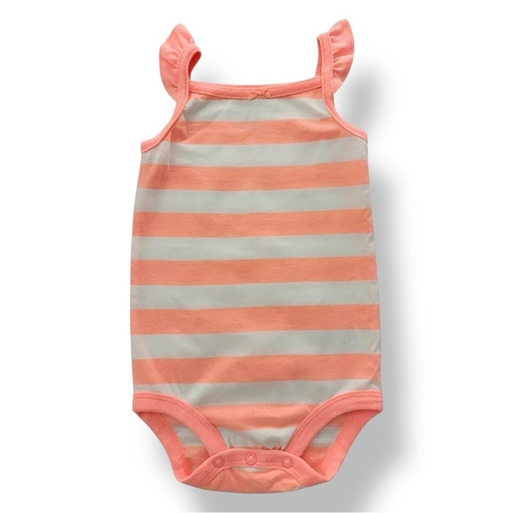 Carter’s | Candy Stripe Ruffle Rompers (9 mos) ♥️🩷🧡 - Picture 2 of 5